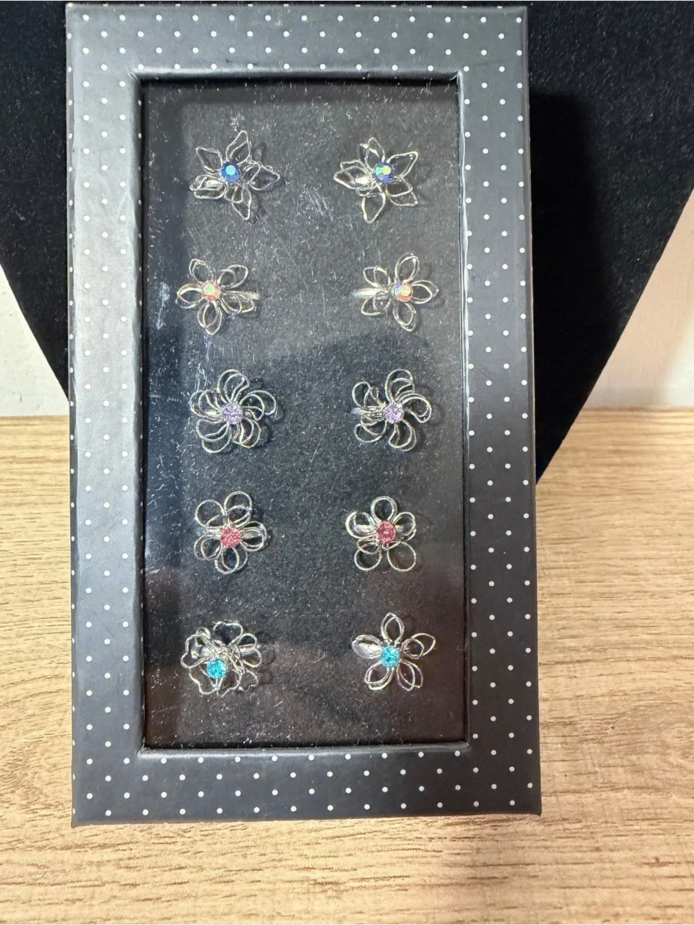 paparazzi Silver Flower Rings with Blue, Purple, Pink & Red Accents